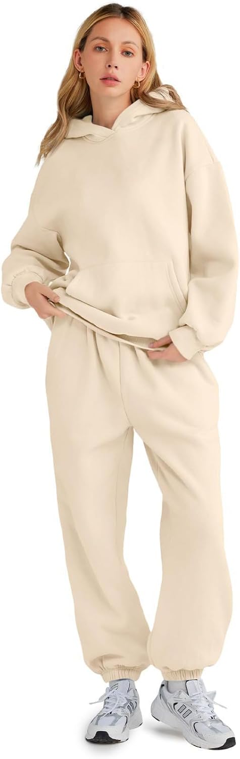 Baymate Femmes 2 Pièces Activewear Printemps Y2k Sweats à Capuche et Pantalon Décontracté À Manches Longues Ensemble de gym Lounge Wear