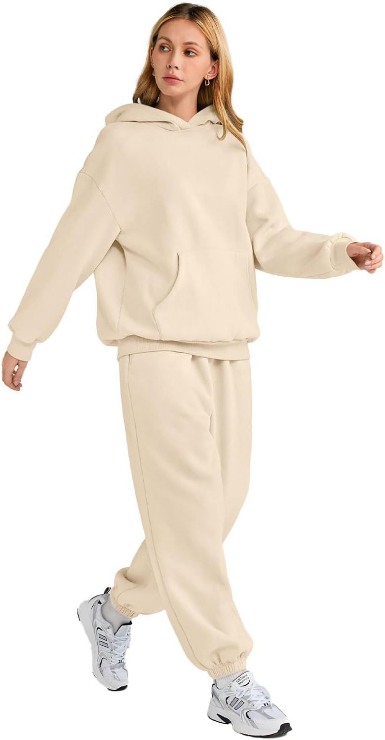 Baymate Femmes 2 Pièces Activewear Printemps Y2k Sweats à Capuche et Pantalon Décontracté À Manches Longues Ensemble de gym Lounge Wear