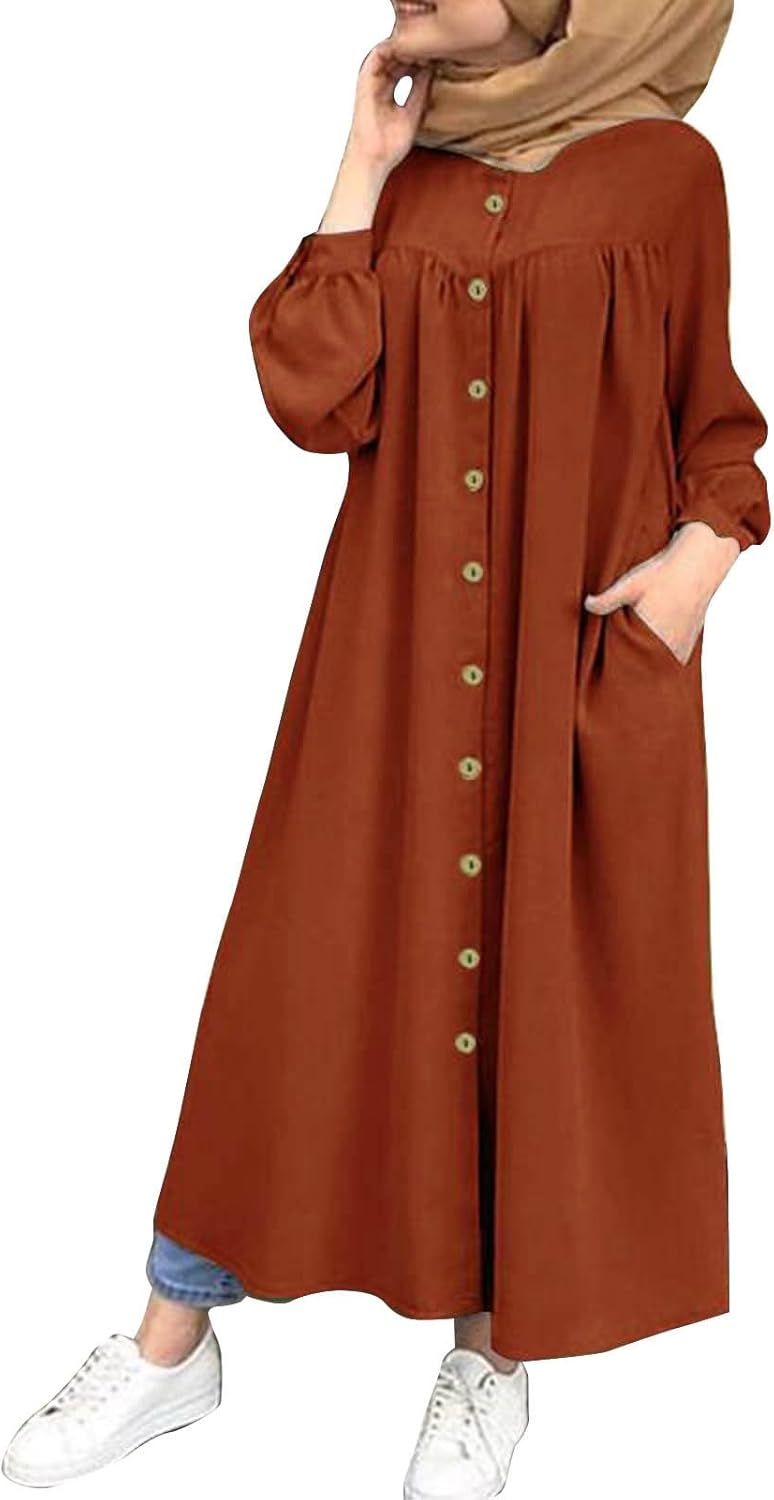 Générique Kaftan Femme Musulmane Robe De Priere Hijab Niqab à Manches Longues Jilbeb Vêtements Caftan De Plage Vêtements De Détente Chemise De Nuit Homewear Maxi Kaftan