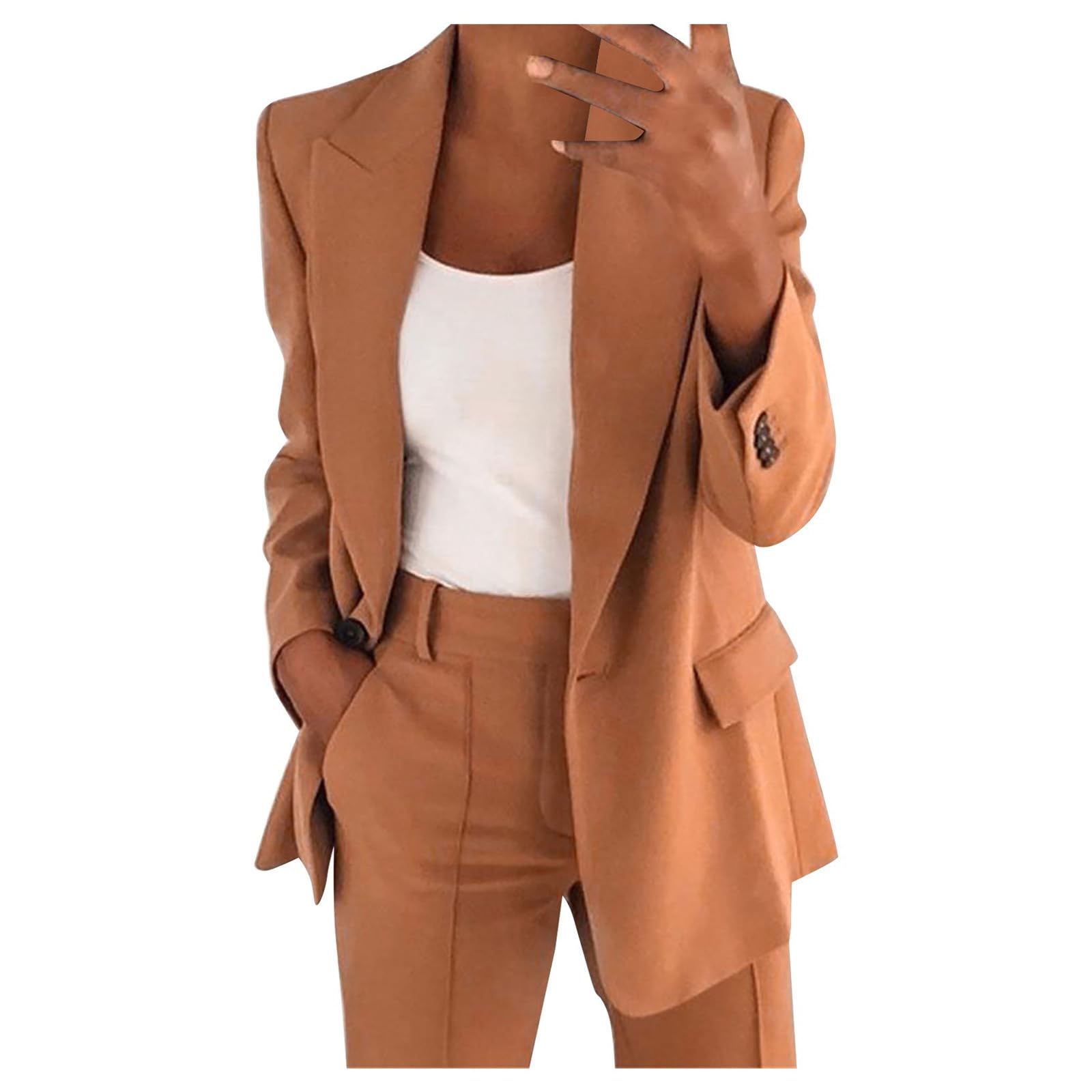 NaLatia Blazer Femme Manches Longues Élégant Slim Fit OL Bureau Affaires Veste De Costume Revers Devant Ouvert Manteau Cardigan Blouson Jacket Élégant Couleur Unie