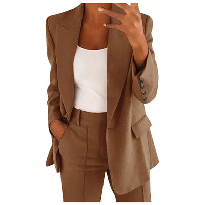 NaLatia Blazer Femme Manches Longues Élégant Slim Fit OL Bureau Affaires Veste De Costume Revers Devant Ouvert Manteau Cardigan Blouson Jacket Élégant Couleur Unie