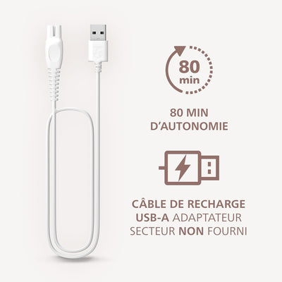 Philips Lady Shaver série 8000 – rasoir sans fil, sur peau sèche ou mouillée, système de rasage à 3 lames, tête de rasage flexible, éclairage LED, jambes et corps, autonomie 100 min, modèle BRL129/00