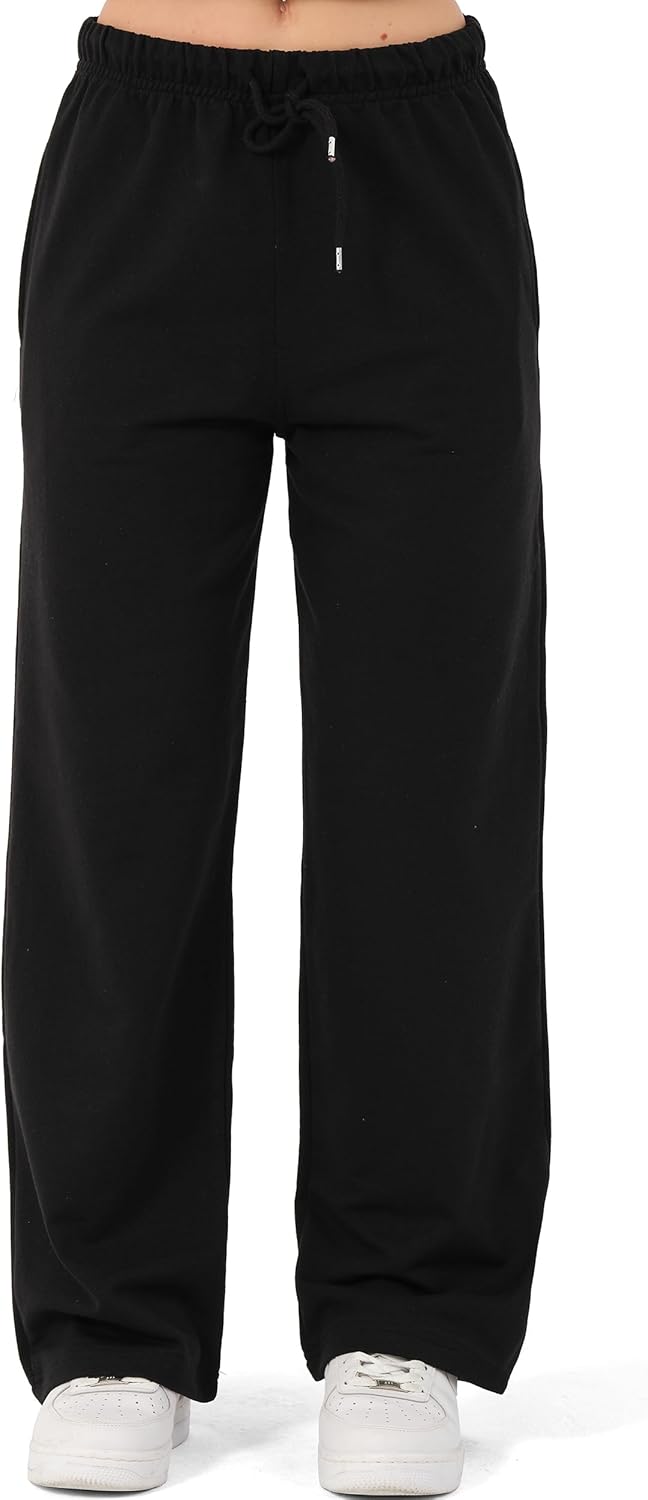 ROSS CAMP Pantalon de Jogging pour Femmes - Pantalon de Sport en Coton Long, Pantalons de Jogging Confortables Course, Sweatpants Jambe Large avec Ceinture élastique Pantalon de Yoga