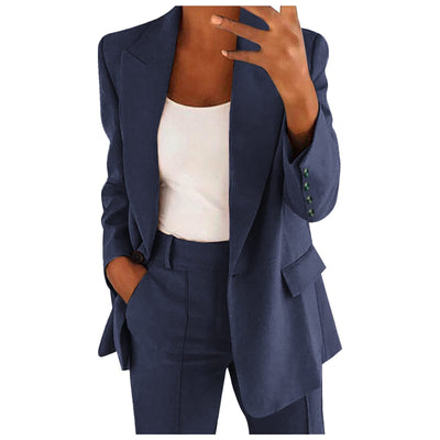 NaLatia Blazer Femme Manches Longues Élégant Slim Fit OL Bureau Affaires Veste De Costume Revers Devant Ouvert Manteau Cardigan Blouson Jacket Élégant Couleur Unie