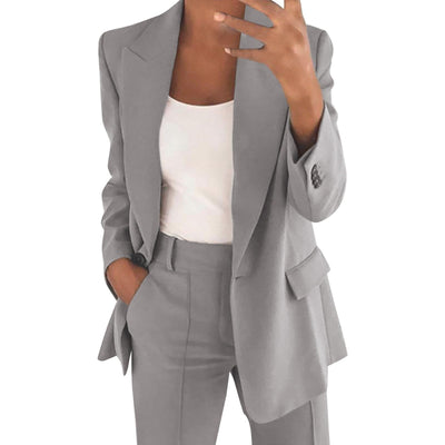 NaLatia Blazer Femme Manches Longues Élégant Slim Fit OL Bureau Affaires Veste De Costume Revers Devant Ouvert Manteau Cardigan Blouson Jacket Élégant Couleur Unie