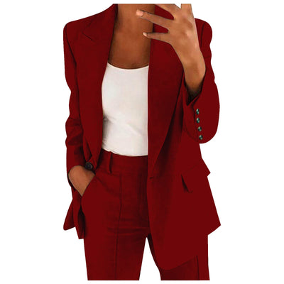 NaLatia Blazer Femme Manches Longues Élégant Slim Fit OL Bureau Affaires Veste De Costume Revers Devant Ouvert Manteau Cardigan Blouson Jacket Élégant Couleur Unie