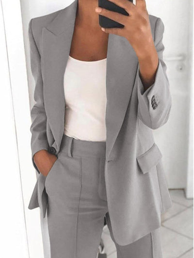 NaLatia Blazer Femme Manches Longues Élégant Slim Fit OL Bureau Affaires Veste De Costume Revers Devant Ouvert Manteau Cardigan Blouson Jacket Élégant Couleur Unie