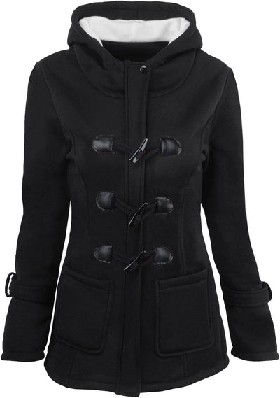 Bexdug Manteau Bouton en Corne - Épaissir Les Manteaux à Capuche pour Femmes avec Boutons en Corne | Manteaux habillés pour Femmes, Veste Polaire pour Femmes par Temps Froid