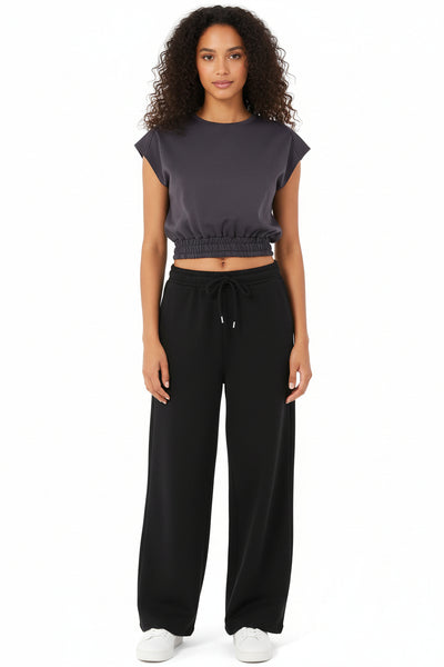 ROSS CAMP Pantalon de Jogging pour Femmes - Pantalon de Sport en Coton Long, Pantalons de Jogging Confortables Course, Sweatpants Jambe Large avec Ceinture élastique Pantalon de Yoga