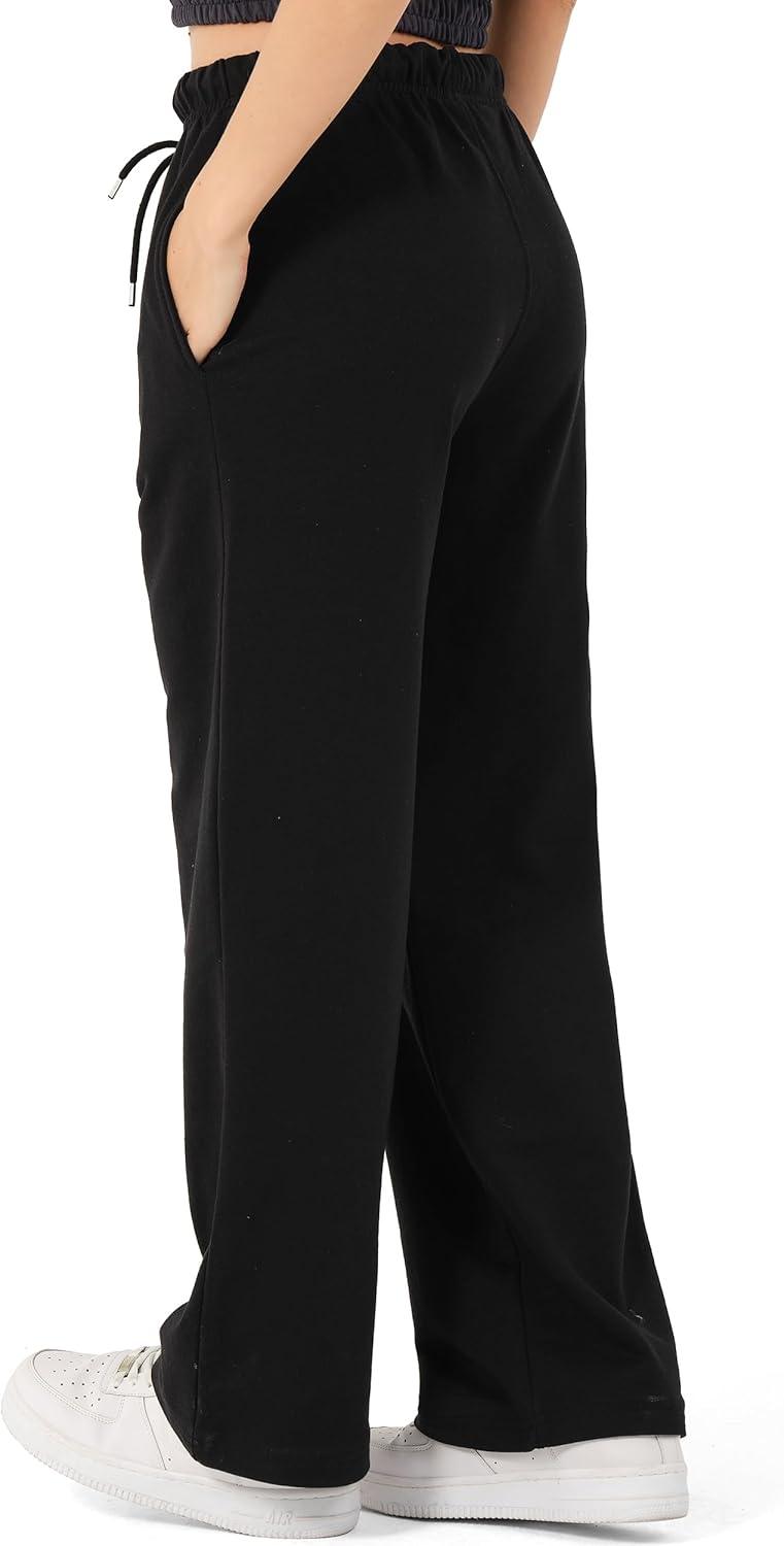 ROSS CAMP Pantalon de Jogging pour Femmes - Pantalon de Sport en Coton Long, Pantalons de Jogging Confortables Course, Sweatpants Jambe Large avec Ceinture élastique Pantalon de Yoga