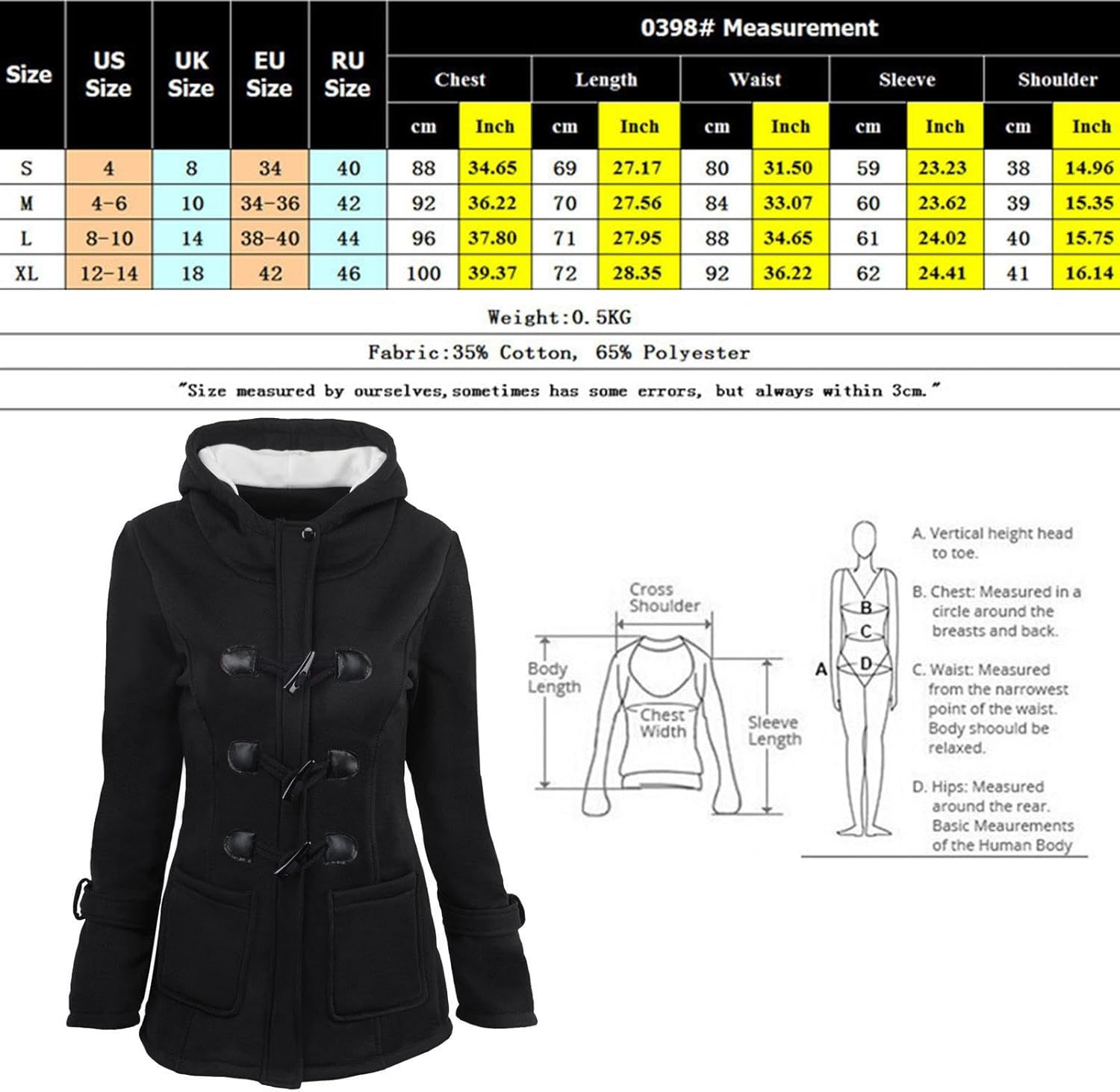 Bexdug Manteau Bouton en Corne - Épaissir Les Manteaux à Capuche pour Femmes avec Boutons en Corne | Manteaux habillés pour Femmes, Veste Polaire pour Femmes par Temps Froid
