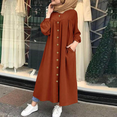 Générique Kaftan Femme Musulmane Robe De Priere Hijab Niqab à Manches Longues Jilbeb Vêtements Caftan De Plage Vêtements De Détente Chemise De Nuit Homewear Maxi Kaftan