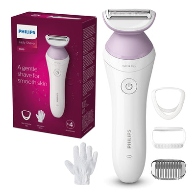 Philips Lady Shaver série 8000 – rasoir sans fil, sur peau sèche ou mouillée, système de rasage à 3 lames, tête de rasage flexible, éclairage LED, jambes et corps, autonomie 100 min, modèle BRL129/00