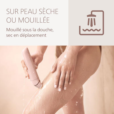 Philips Lady Shaver série 8000 – rasoir sans fil, sur peau sèche ou mouillée, système de rasage à 3 lames, tête de rasage flexible, éclairage LED, jambes et corps, autonomie 100 min, modèle BRL129/00