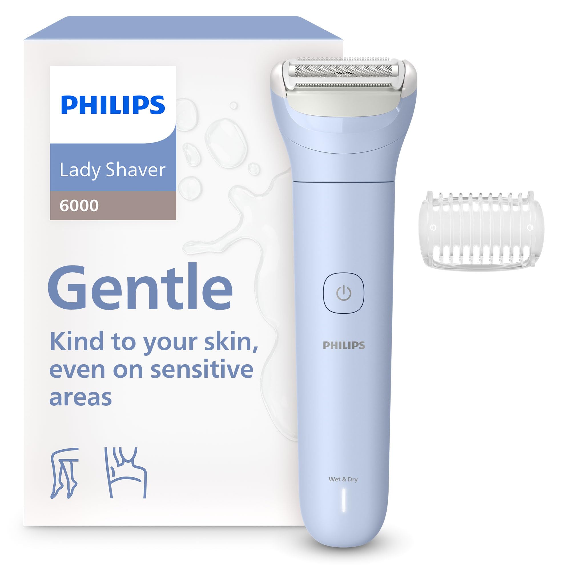 Philips Lady Shaver série 8000 – rasoir sans fil, sur peau sèche ou mouillée, système de rasage à 3 lames, tête de rasage flexible, éclairage LED, jambes et corps, autonomie 100 min, modèle BRL129/00