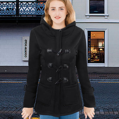 Bexdug Manteau Bouton en Corne - Épaissir Les Manteaux à Capuche pour Femmes avec Boutons en Corne | Manteaux habillés pour Femmes, Veste Polaire pour Femmes par Temps Froid