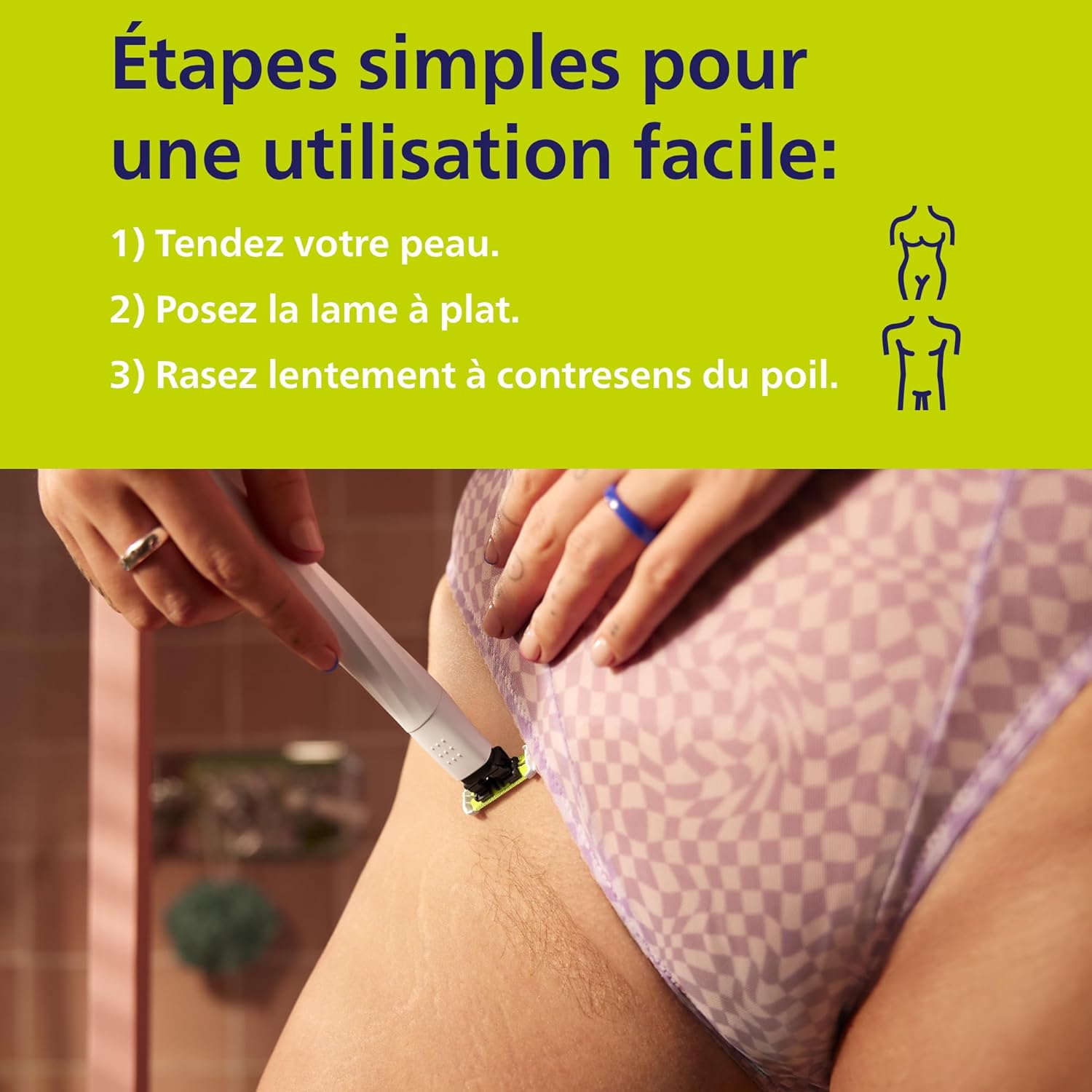 PHILIPS Oneblade Intimate - Conçu pour l'Entretien, la Coupe et le Rasage des Poils Pubiens, avec une Protection Renforcée de la Peau, Modèle QP1924/30