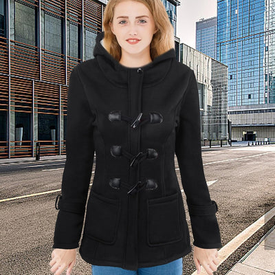 Bexdug Manteau Bouton en Corne - Épaissir Les Manteaux à Capuche pour Femmes avec Boutons en Corne | Manteaux habillés pour Femmes, Veste Polaire pour Femmes par Temps Froid