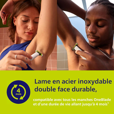 PHILIPS Oneblade Intimate - Conçu pour l'Entretien, la Coupe et le Rasage des Poils Pubiens, avec une Protection Renforcée de la Peau, Modèle QP1924/30